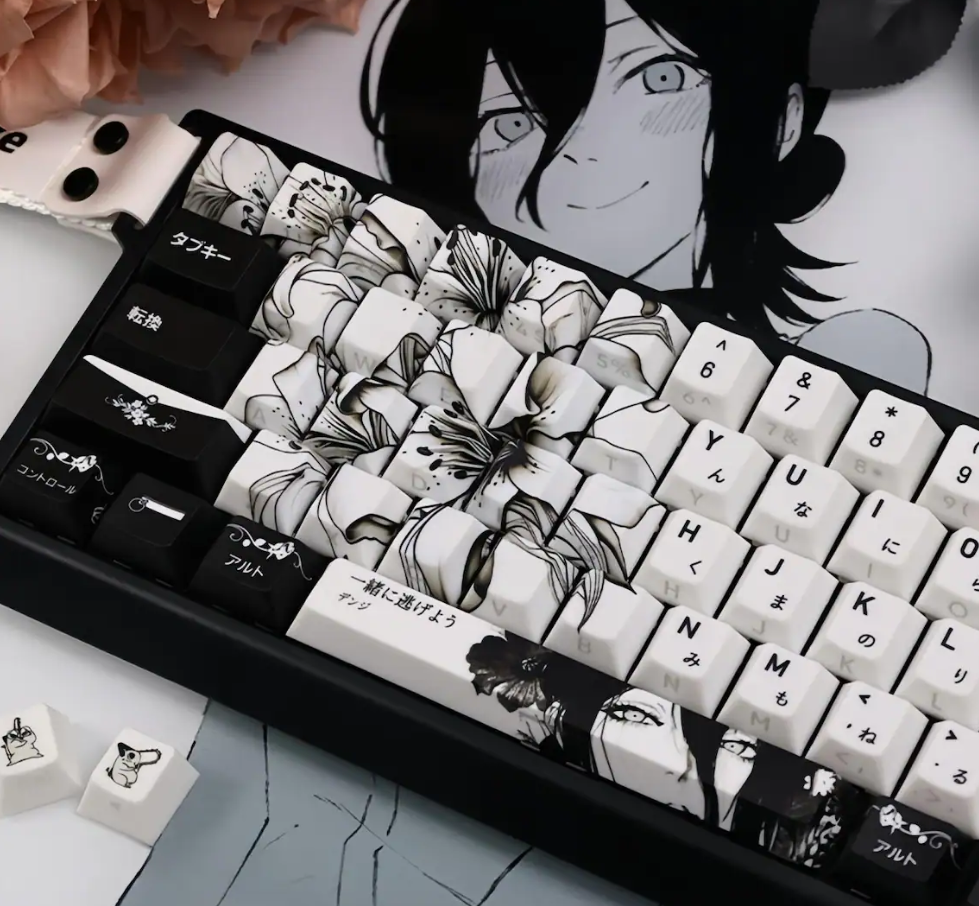 Reze Keycap Set – Manga-Inspired PBT Mechanical Keycaps (124 Keys)