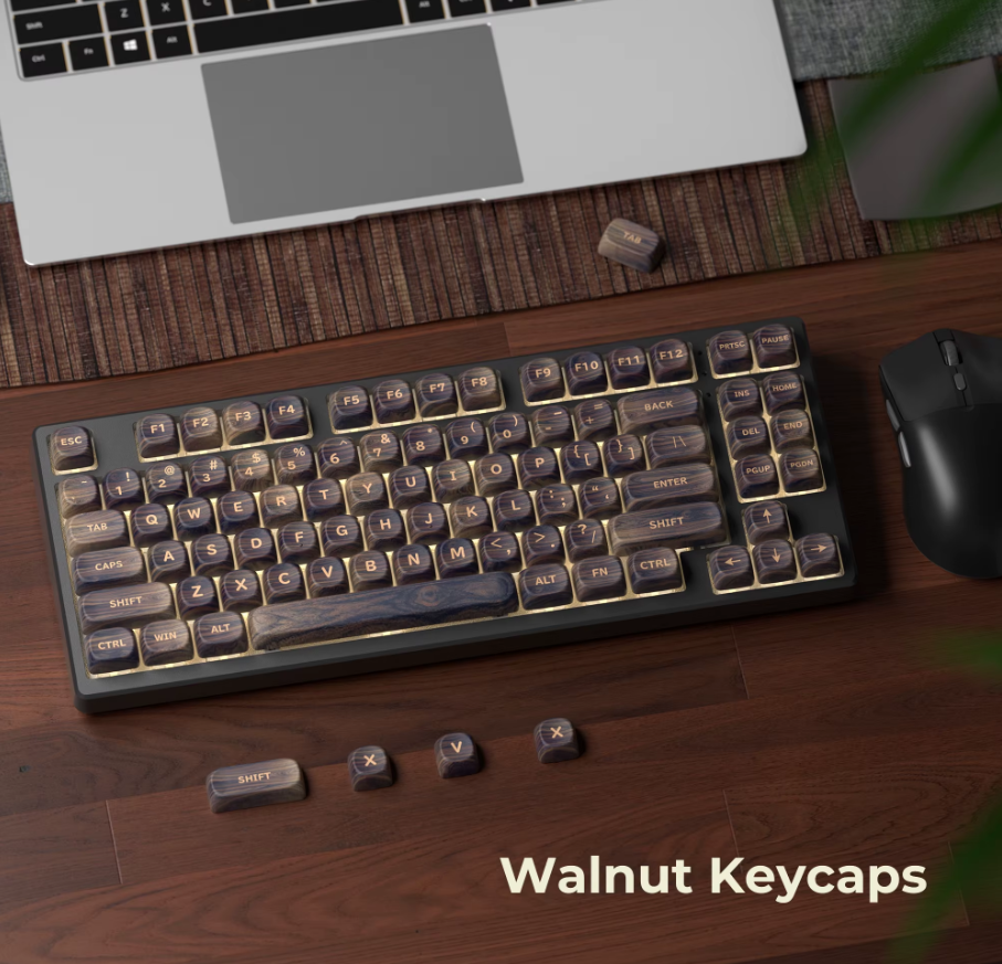 Walnut Keycap Set – PBT MOA Profile Mechanical Keycaps (130 Keys)