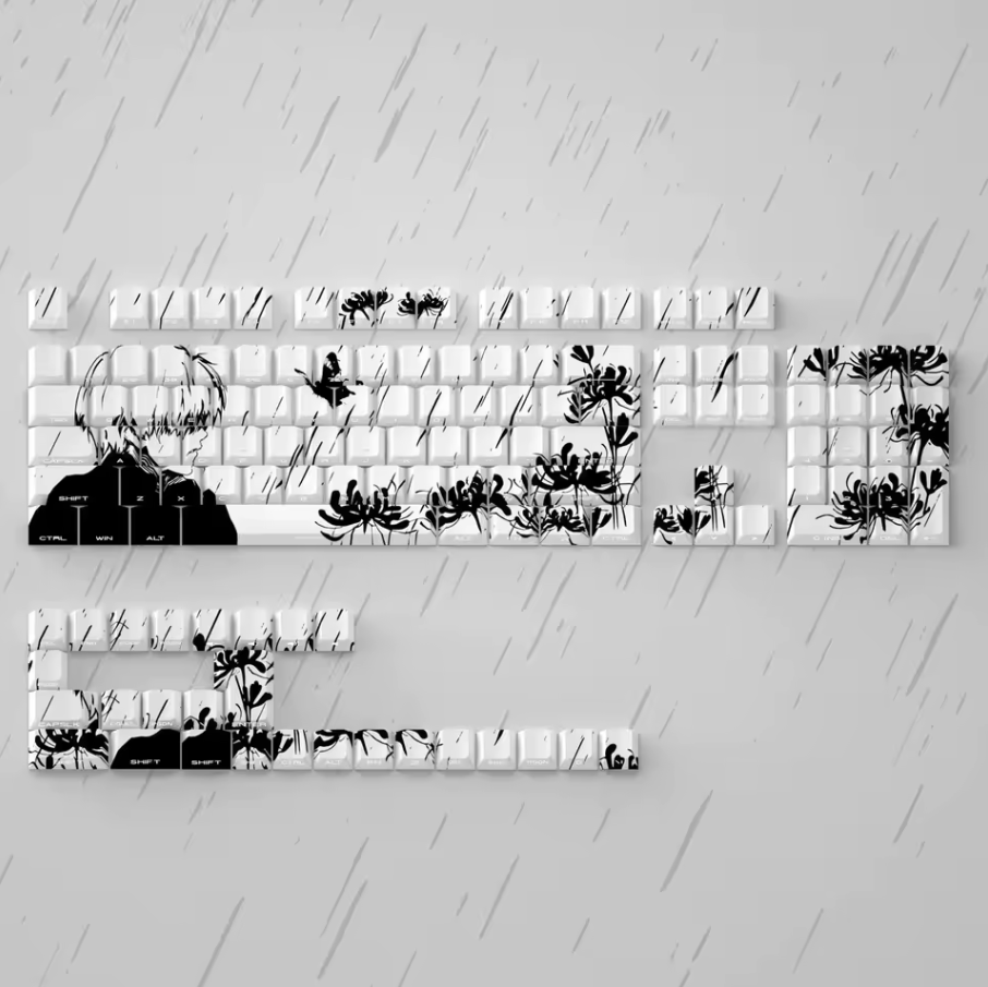 Kaneki Keycap Set – Tokyo Ghoul-Inspired PBT Mechanical Keycaps (130 Keys)