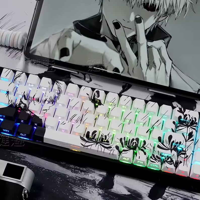 Kaneki Keycap Set – Tokyo Ghoul-Inspired PBT Mechanical Keycaps (130 Keys)