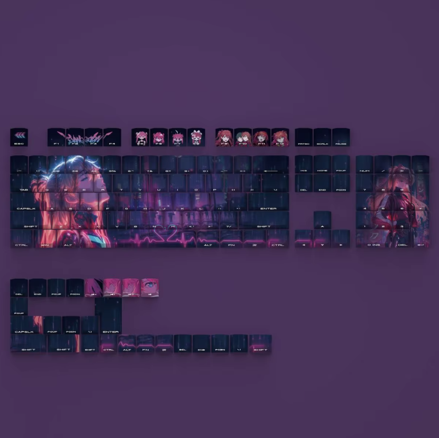 Asuka Keycap Set – Anime-Inspired PBT Cherry Profile Mechanical Keycaps (130 Keys)