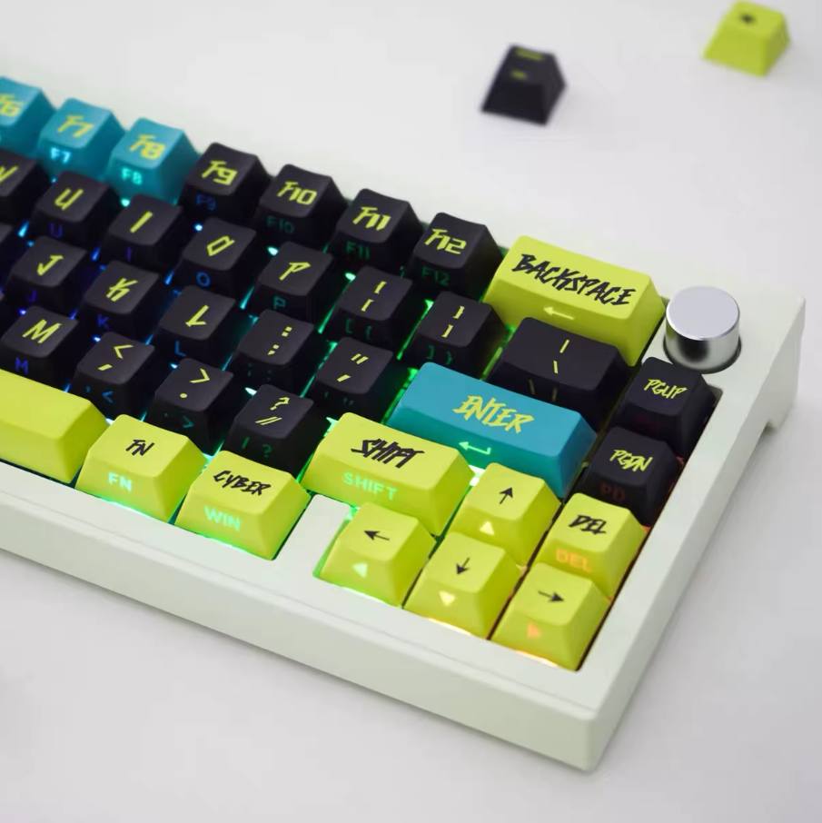Cyberpunk 2077 Keycap Set – PBT Cherry Profile Mechanical Keycaps (129 Keys)