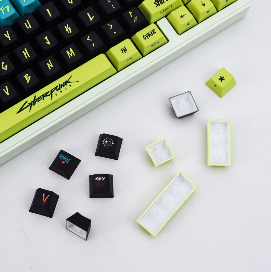 Cyberpunk 2077 Keycap Set – PBT Cherry Profile Mechanical Keycaps (129 Keys)