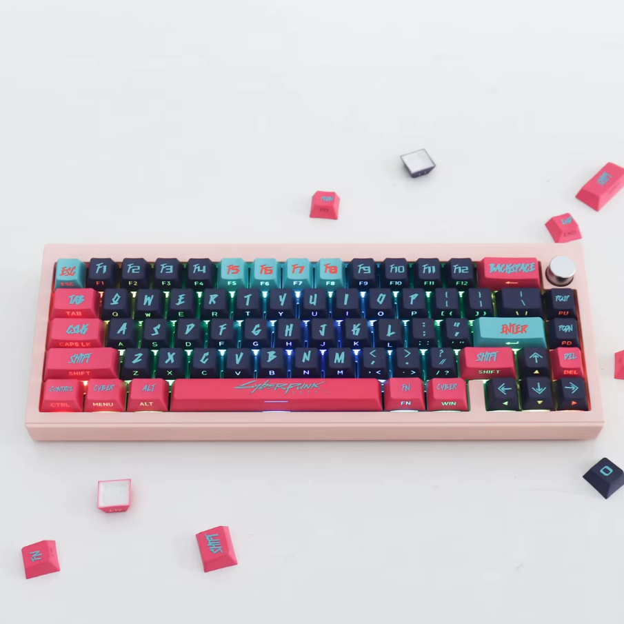 Cyberpunk 2077 Keycap Set – PBT Cherry Profile Mechanical Keycaps (129 Keys)