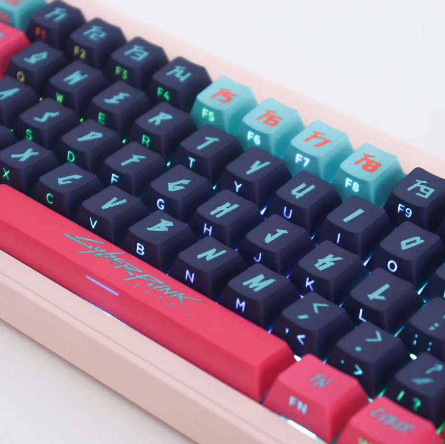 Cyberpunk 2077 Keycap Set – PBT Cherry Profile Mechanical Keycaps (129 Keys)