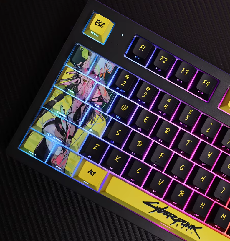 Edgerunners Keycap Set – Cyberpunk-Inspired PBT Mechanical Keycaps (124 Keys)