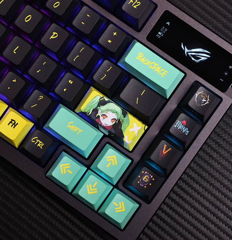 Edgerunners Keycap Set – Cyberpunk-Inspired PBT Mechanical Keycaps (124 Keys)
