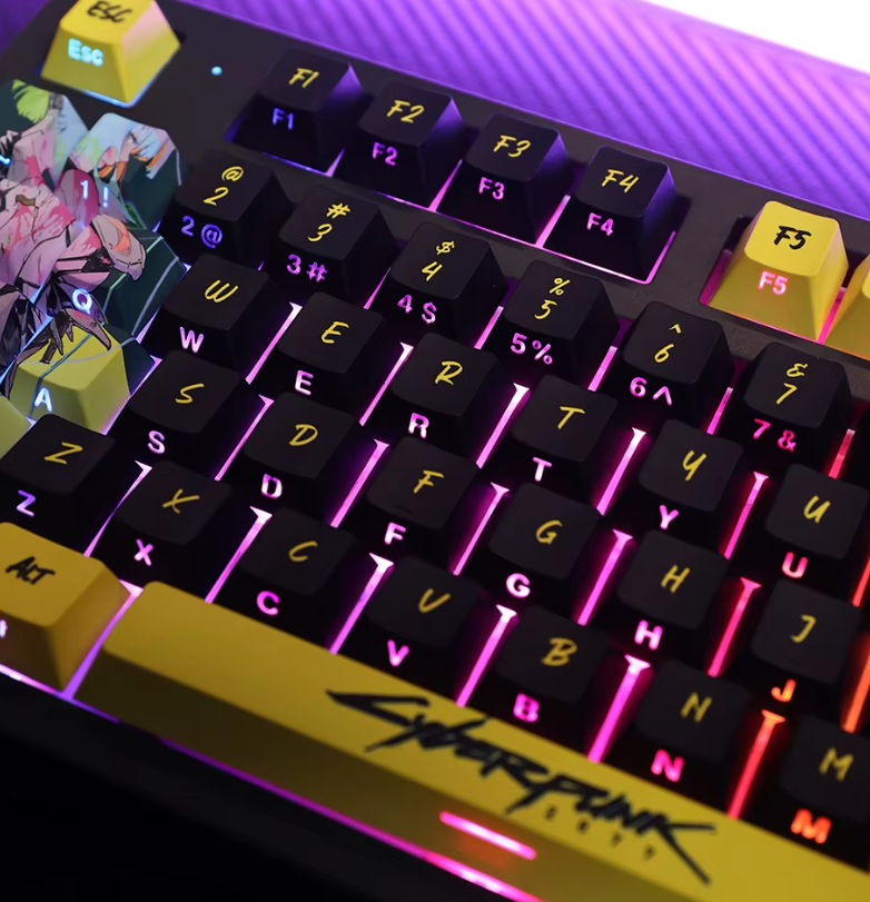 Edgerunners Keycap Set – Cyberpunk-Inspired PBT Mechanical Keycaps (124 Keys)