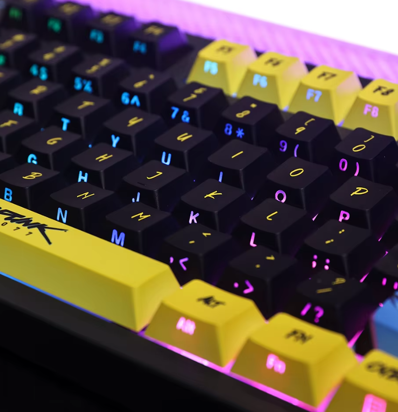 Edgerunners Keycap Set – Cyberpunk-Inspired PBT Mechanical Keycaps (124 Keys)