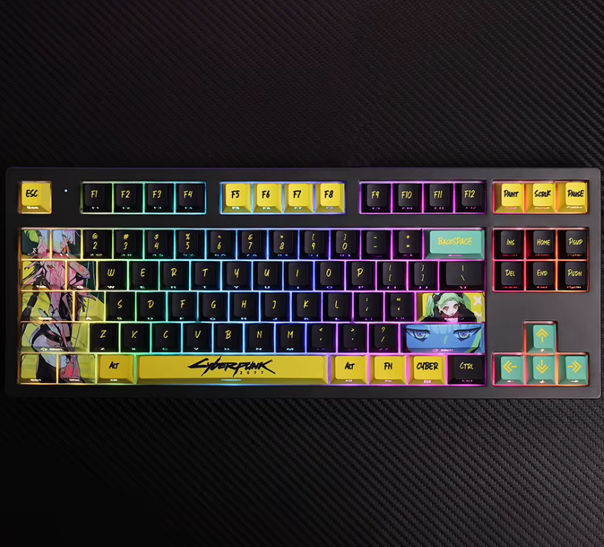 Edgerunners Keycap Set – Cyberpunk-Inspired PBT Mechanical Keycaps (124 Keys)