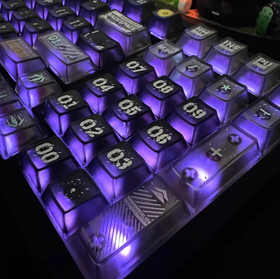 Cyberpunk Cyber Ruins Keycap Set – PBT + PC Mechanical Keycaps (120 Keys)