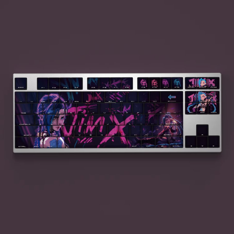 Jinx Keycap Set – Arcane-Inspired PBT Side-Printed Mechanical Keycaps (113 Keys)