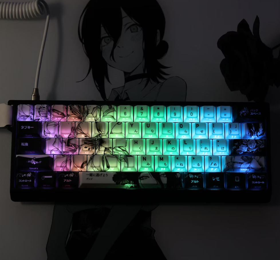 Reze Keycap Set – Manga-Inspired PBT Mechanical Keycaps (124 Keys)