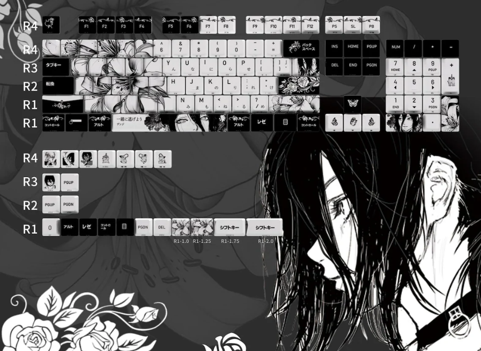 Reze Keycap Set – Manga-Inspired PBT Mechanical Keycaps (124 Keys)
