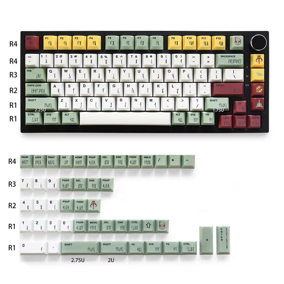Boba Fett Keycap Set – Tactical-Inspired PBT Mechanical Keycaps (129 Keys)