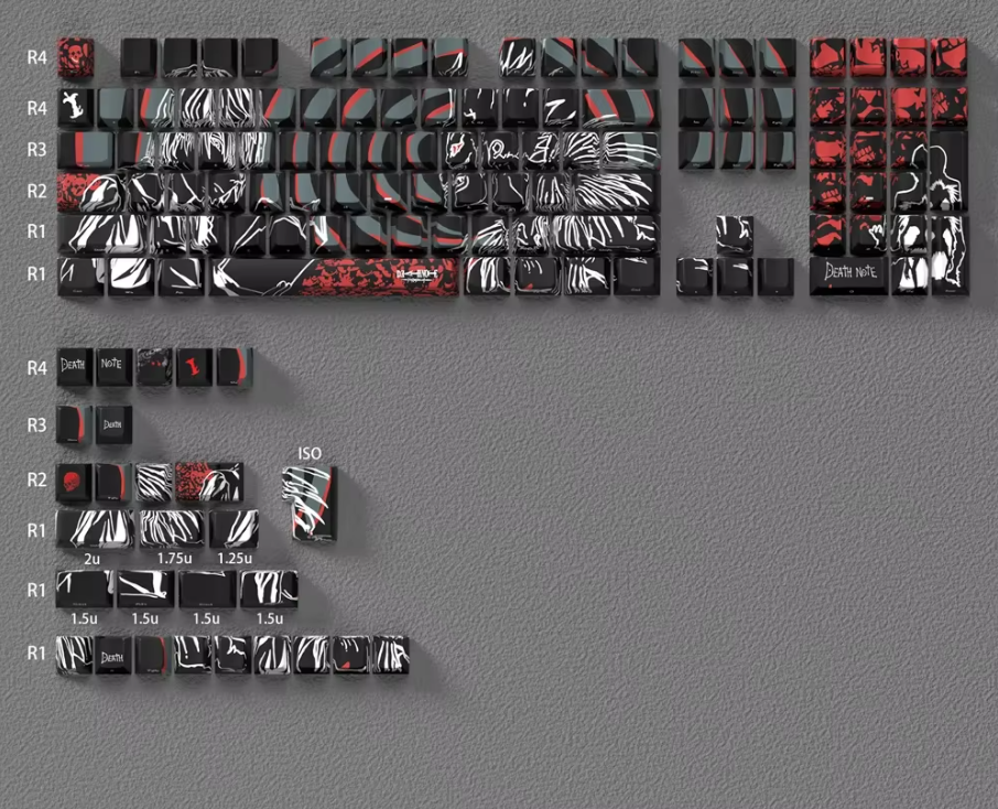 Death Note Keycap Set – Anime-Inspired PBT Mechanical Keycaps (136 Keys, Cherry Profile)