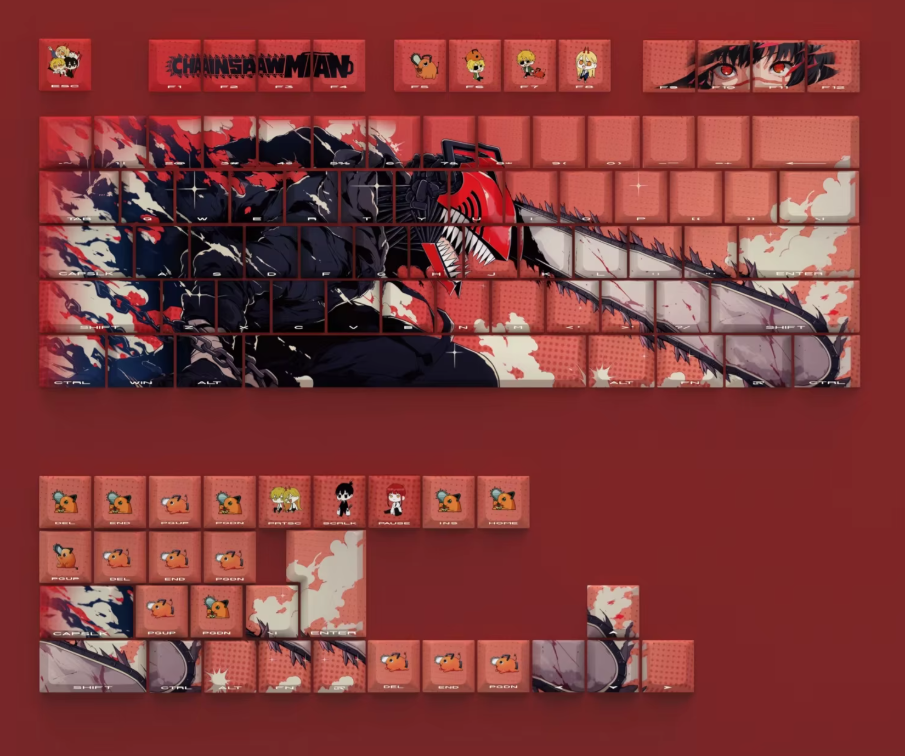 Chainsaw Man Keycap Set – Denji & Makima PBT Mechanical Keycaps (MX Compatible)