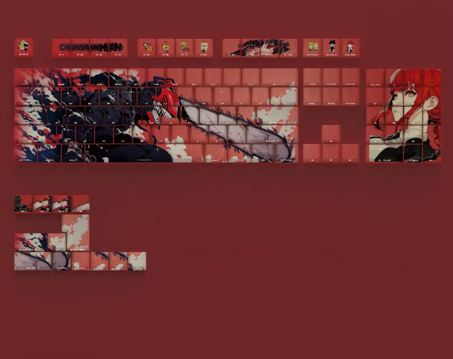 Chainsaw Man Keycap Set – Denji & Makima PBT Mechanical Keycaps (MX Compatible)